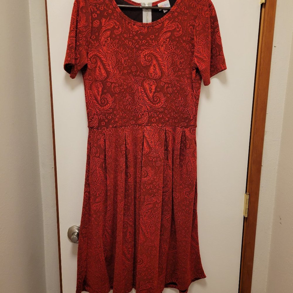 Red LuLaRoe Amelia Dress Size Large